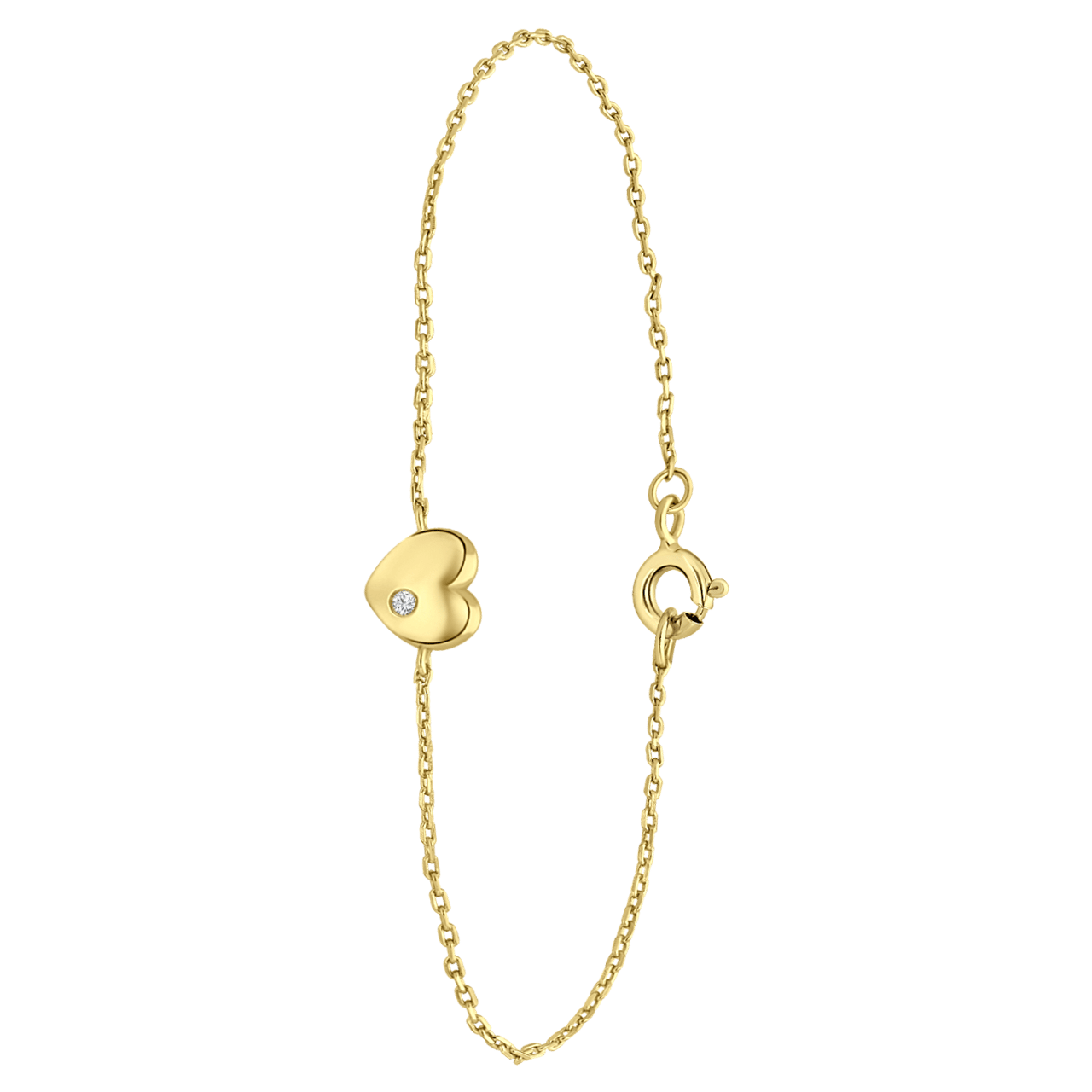 Zilveren goldplated bedelarmband hartje met zirkonia voor dames
