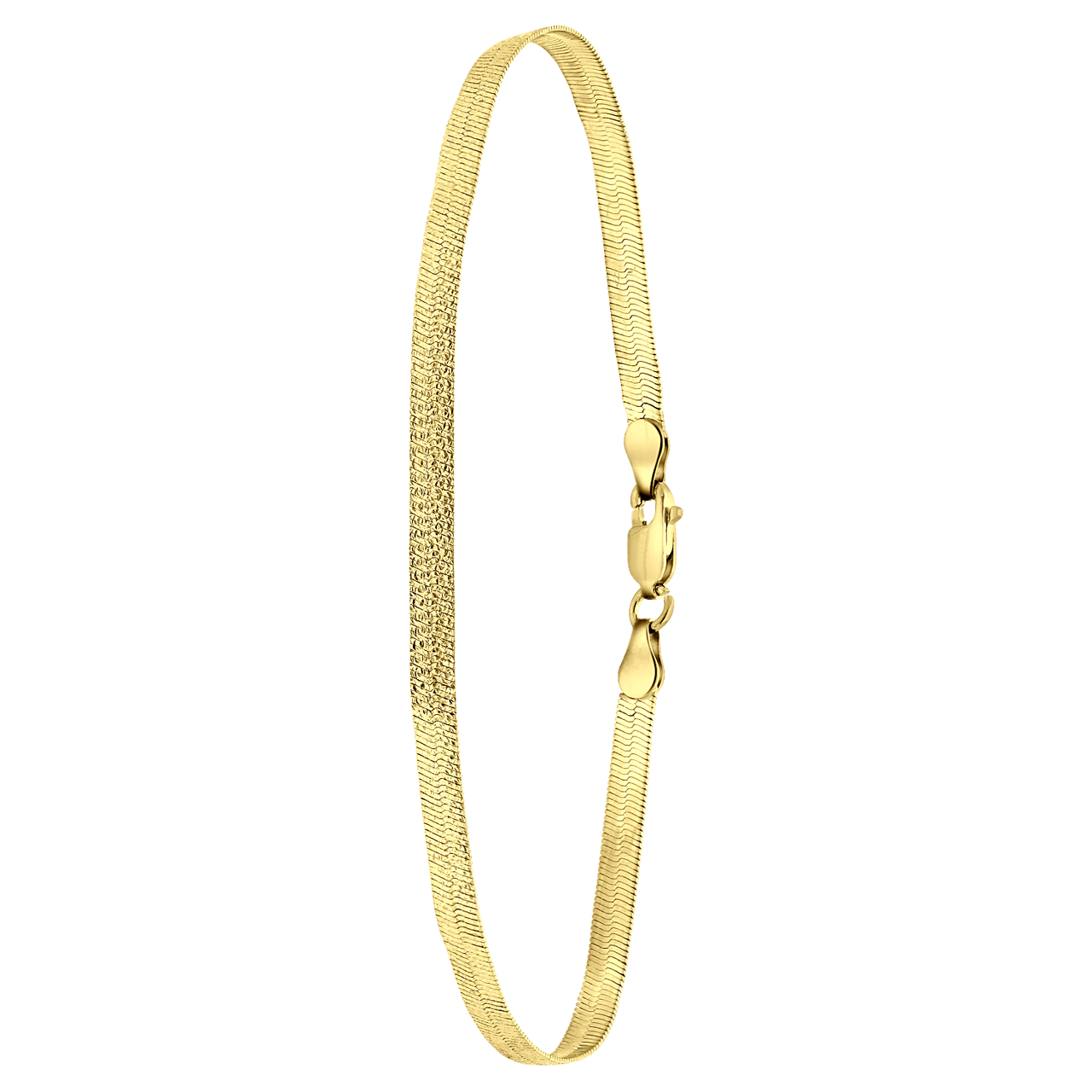 Gerecycled zilveren goldplated platte armband bewerkt