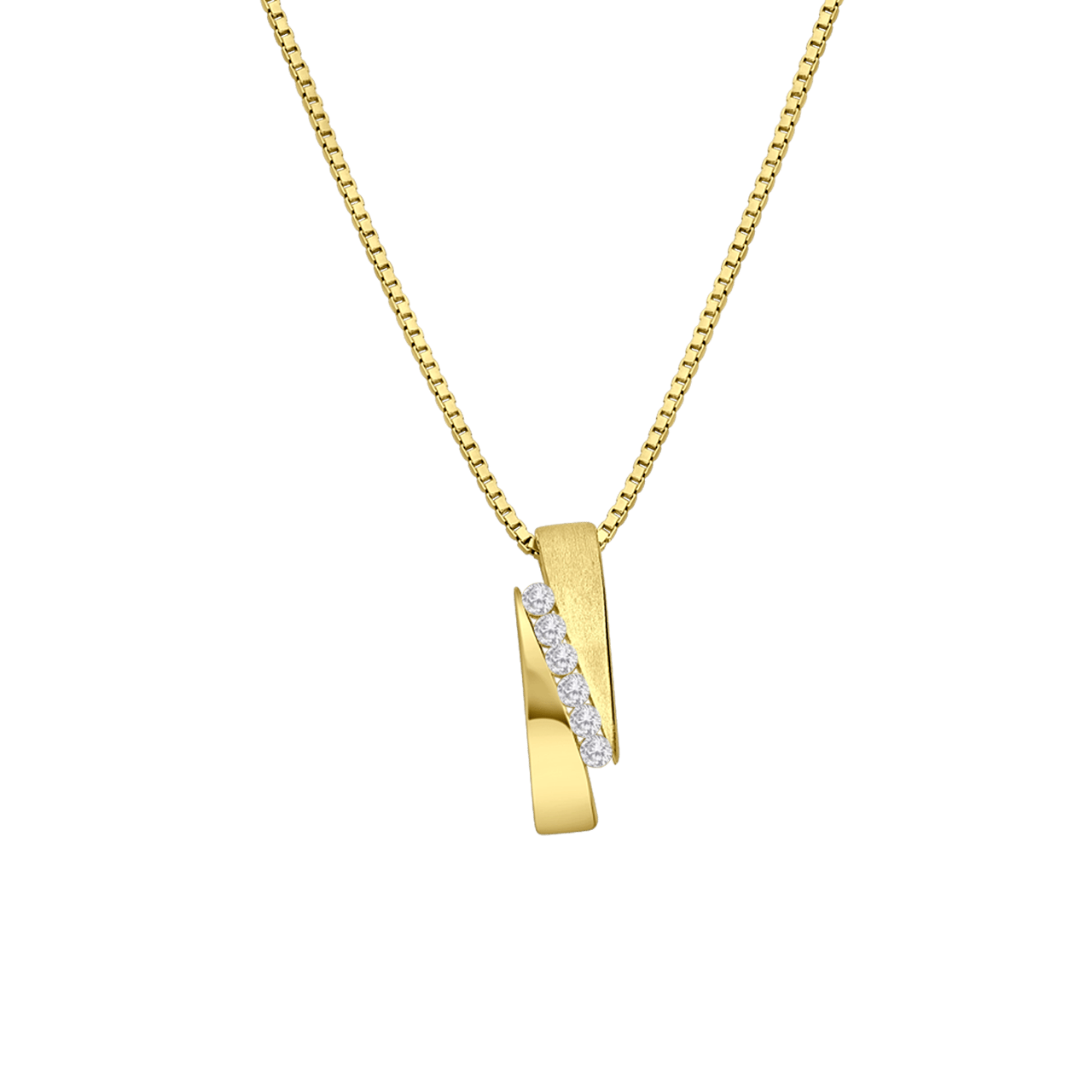 Zilveren goldplated ketting met hanger met zirkonia voor dames