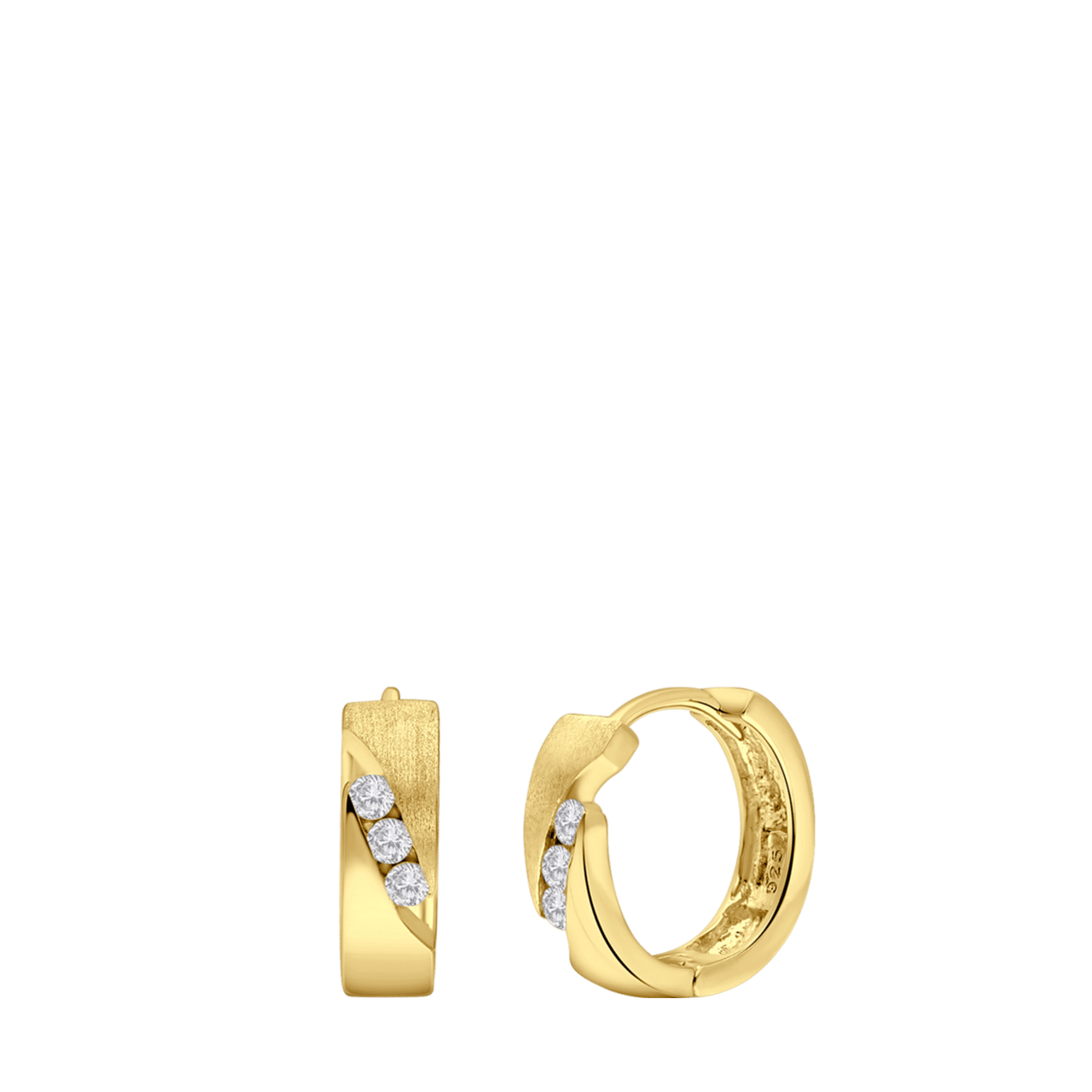 Zilveren goldplated oorringen met zirkonia voor dames
