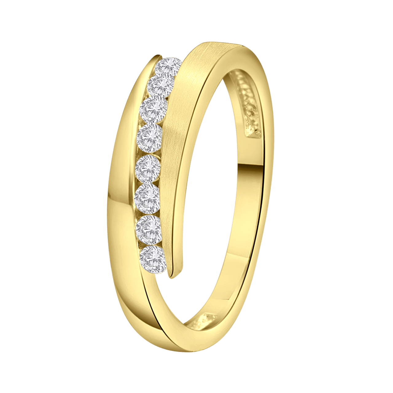 Ring, 925 Silber, vergoldet, matt/glänzend, mit Zirkonia