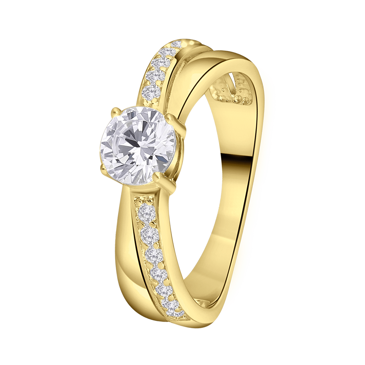Zilveren goldplated ring met zirkonia