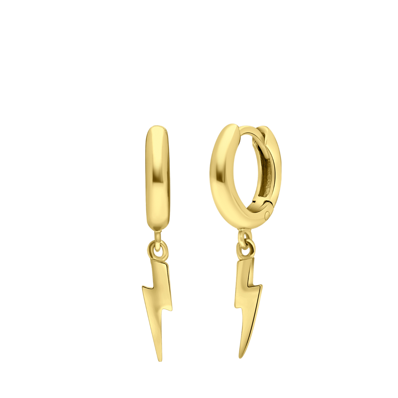 Zilveren goldplated oorknoppen bliksemschicht voor dames