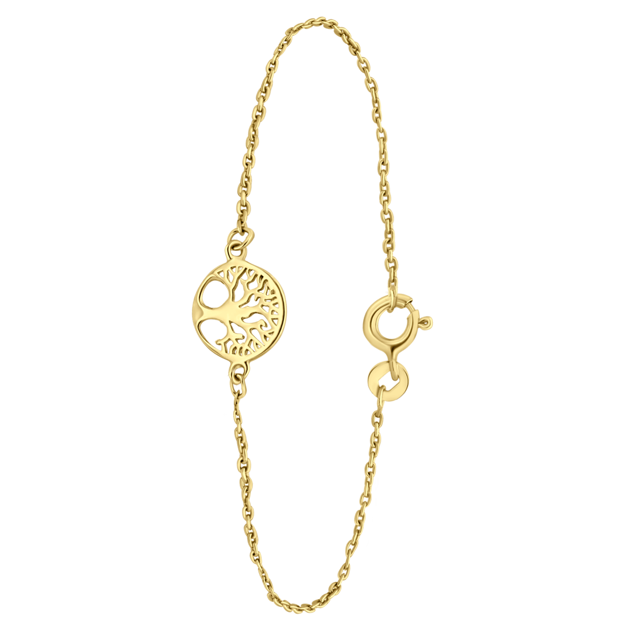 Zilveren goldplated armband levensboom voor dames