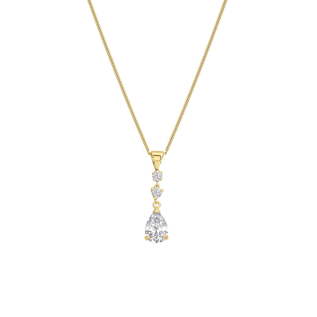 Zilveren goldplated ketting met hanger met zirkonia voor dames