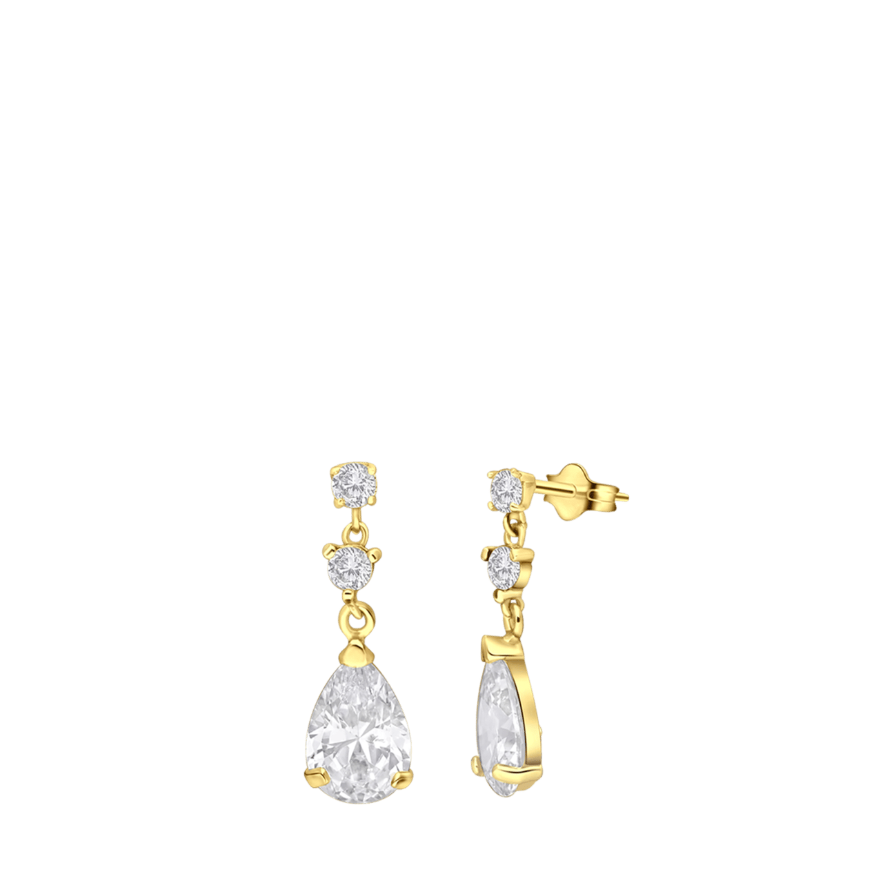 Ohrringe, Silber 925,vergoldet mit Zirkonia-Charms in Tropfenform