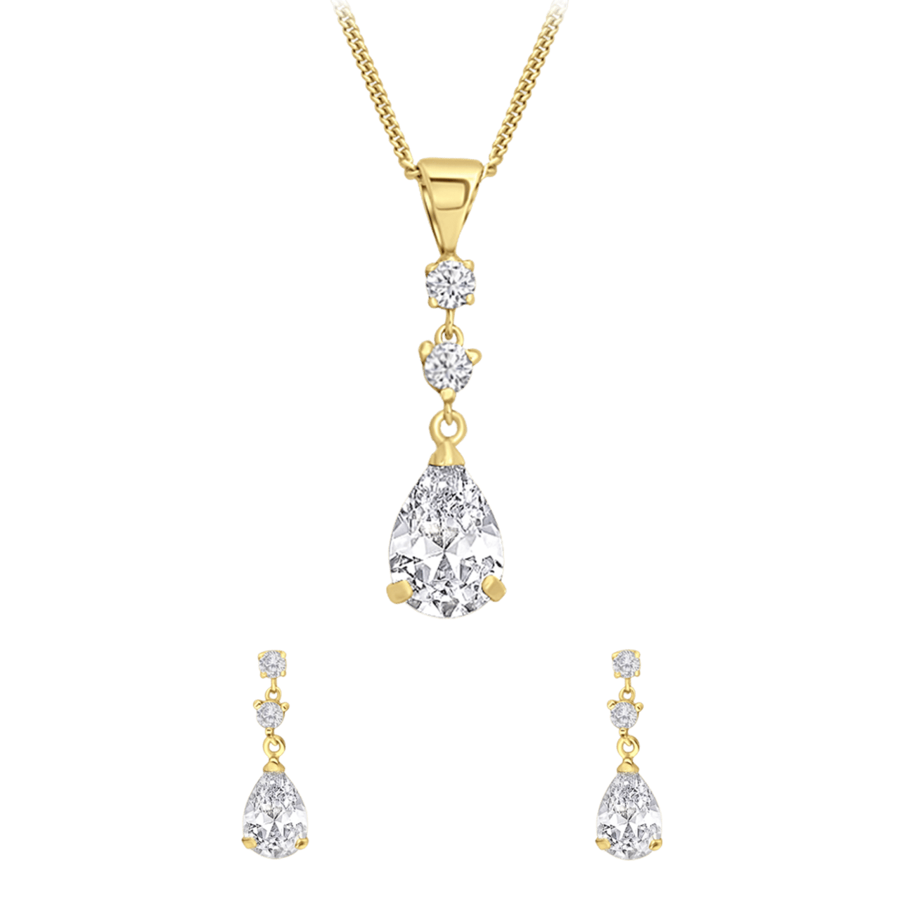 Silber-Set 925 vergoldet Tropfen mit Zirkonia