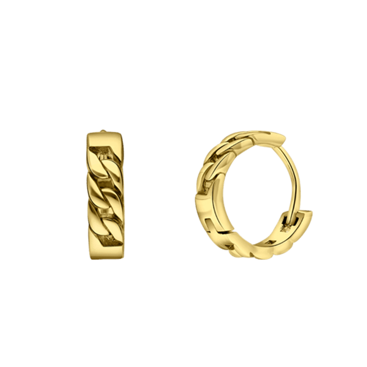 Zilveren goldplated oorringen gourmet schakel voor dames