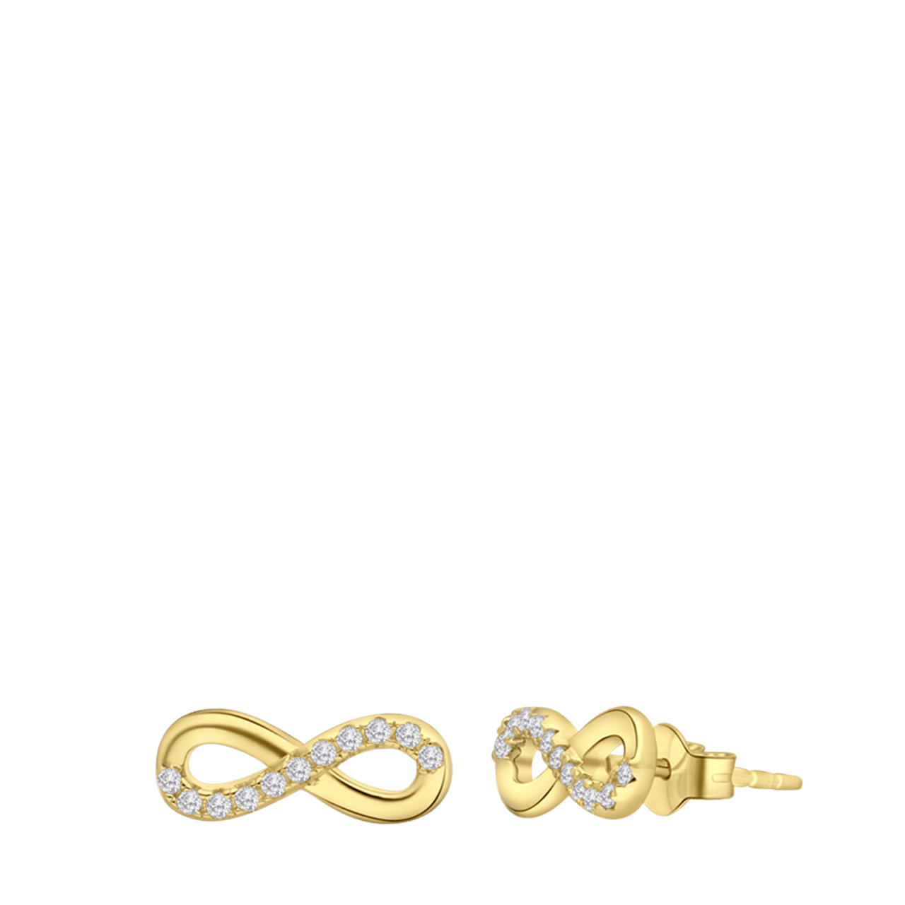 Zilveren goldplated oorknoppen infinity zirkonia voor dames