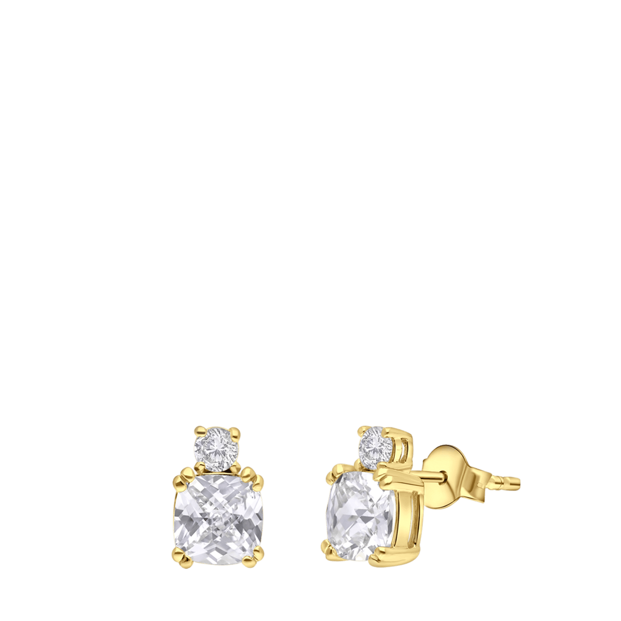 Zilveren goldplated oorknoppen met zirkonia voor dames