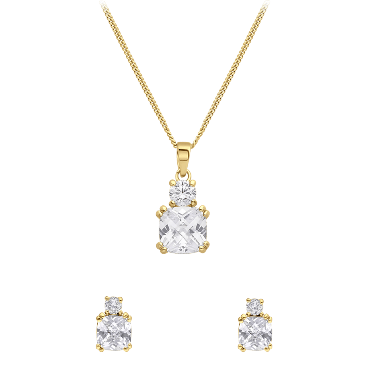 Zilveren goldplated sieradenset met zirkonia voor dames