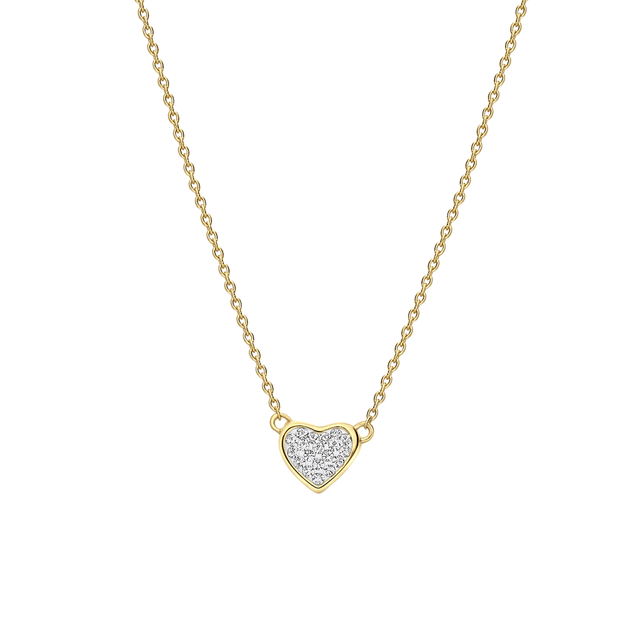 Zilveren goldplated ketting met hanger hart met zirkonia voor dames