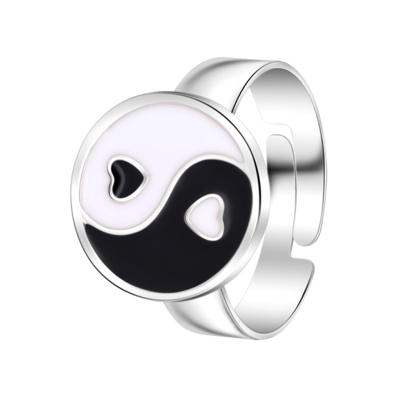 Zilverkleurige bijoux ring met yin yang