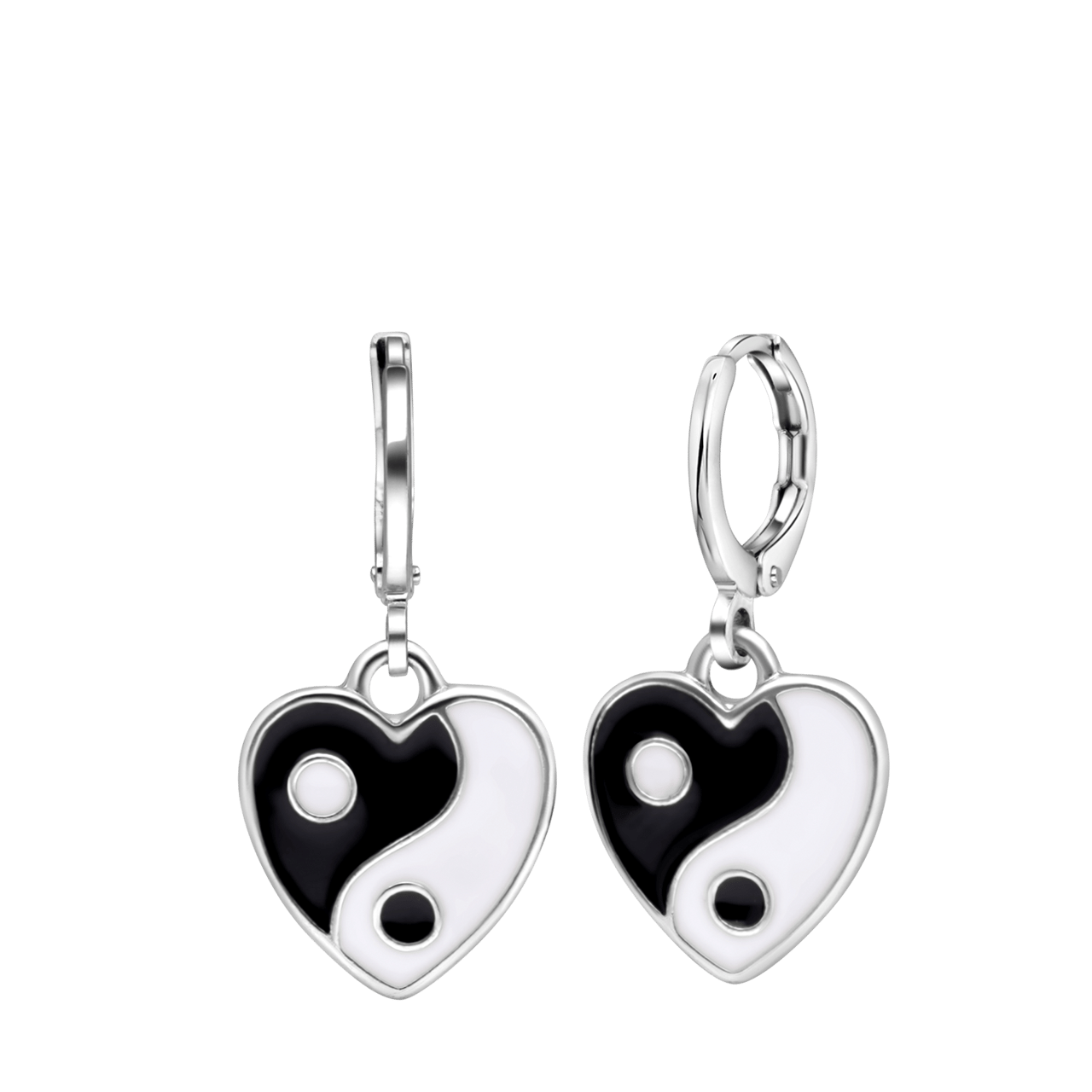 Zilverkleurige bijoux oorringen met yin yang