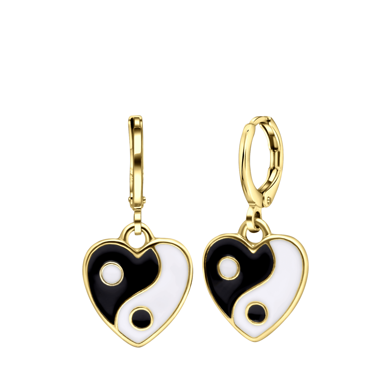 Goudkleurige bijoux oorringen met yin en yang