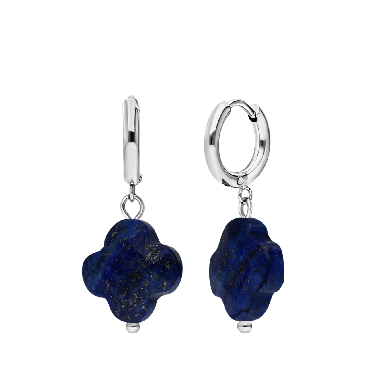Stainless steel oorbellen met lapis lazuli