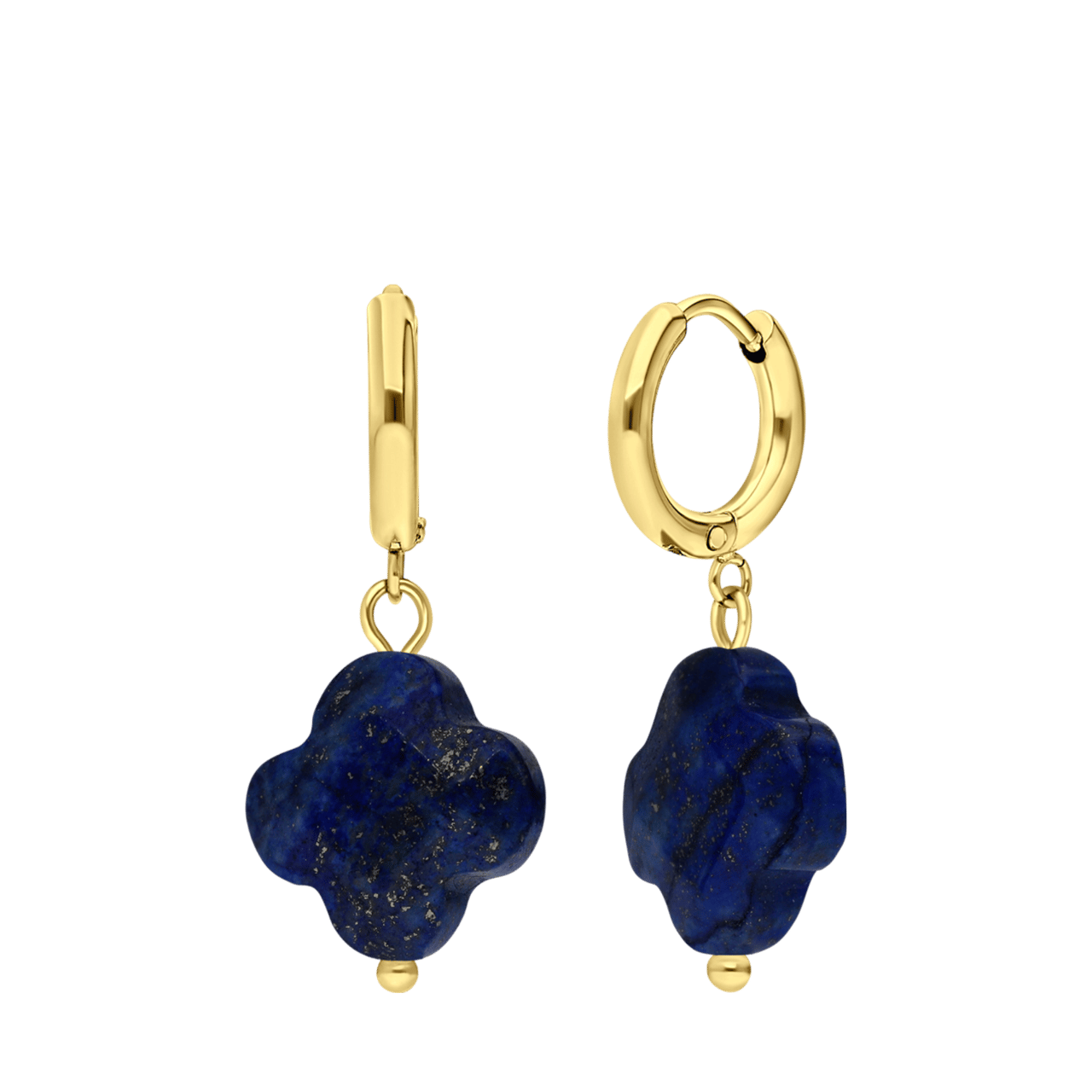 Stainless steel goldplated oorbellen lapis lazuli