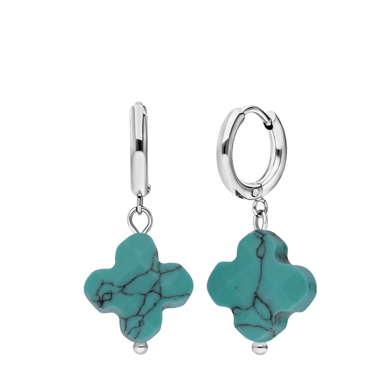 Stalen oorbellen met turquoise