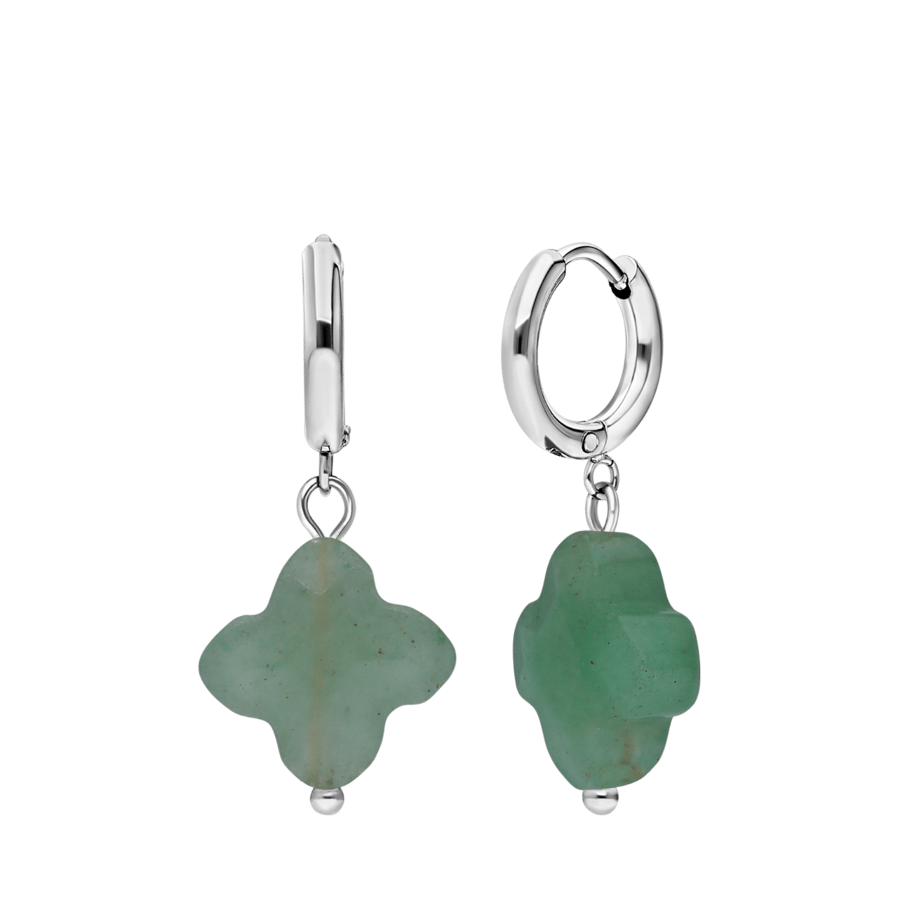 Stainless steel oorbellen met groene aventurijn