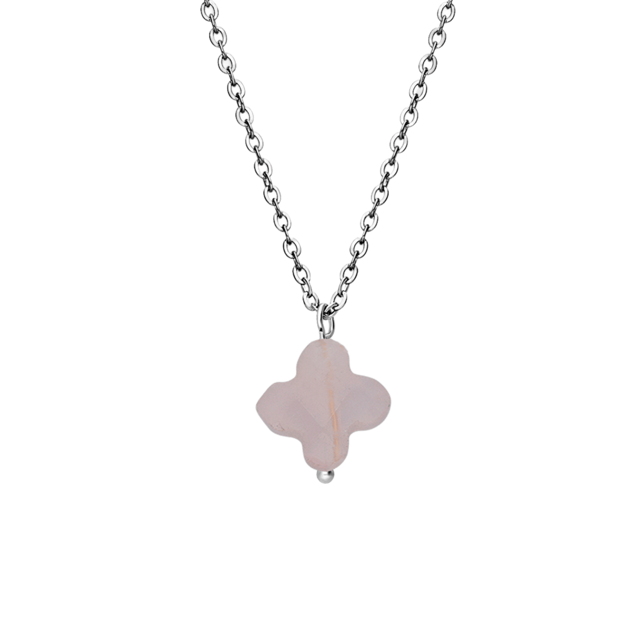 LuLu Jewels stalen ketting met rozenkwarts voor dames
