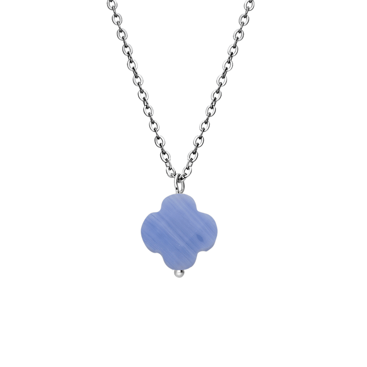 LuLu Jewels stalen ketting met blauwe lace agaat voor dames