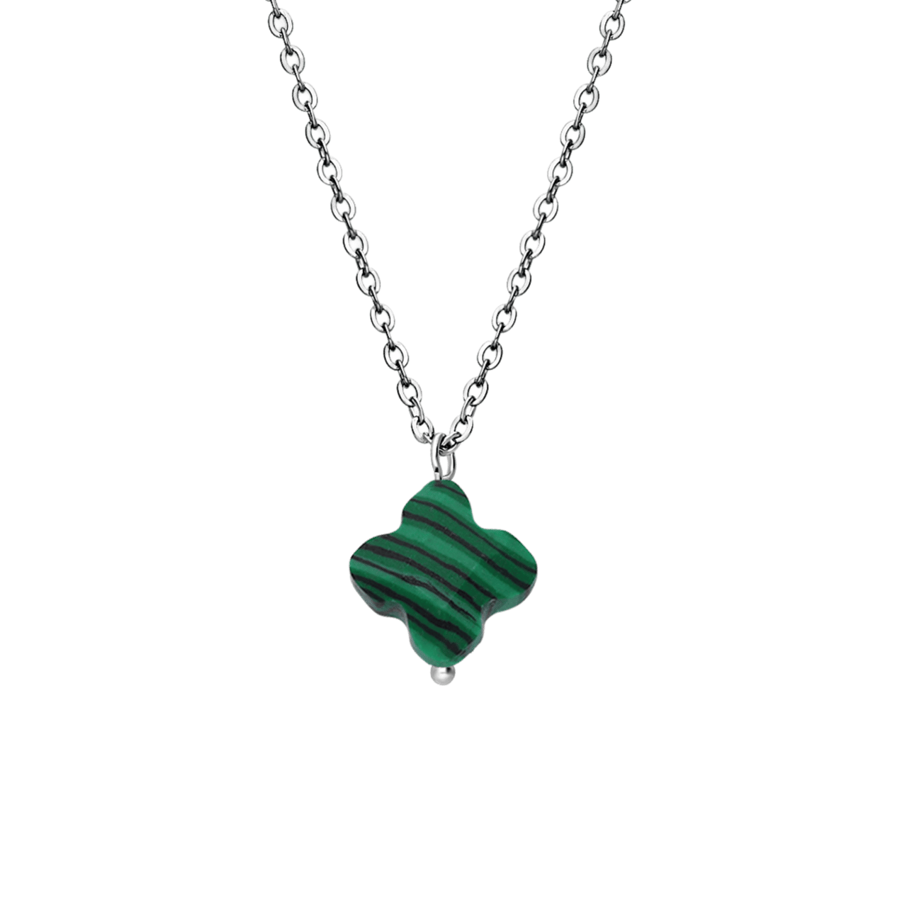 LuLu Jewels stainless steel ketting met malachiet voor dames