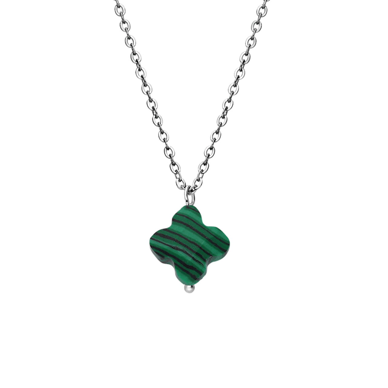 LuLu Jewels stalen ketting met malachiet voor dames