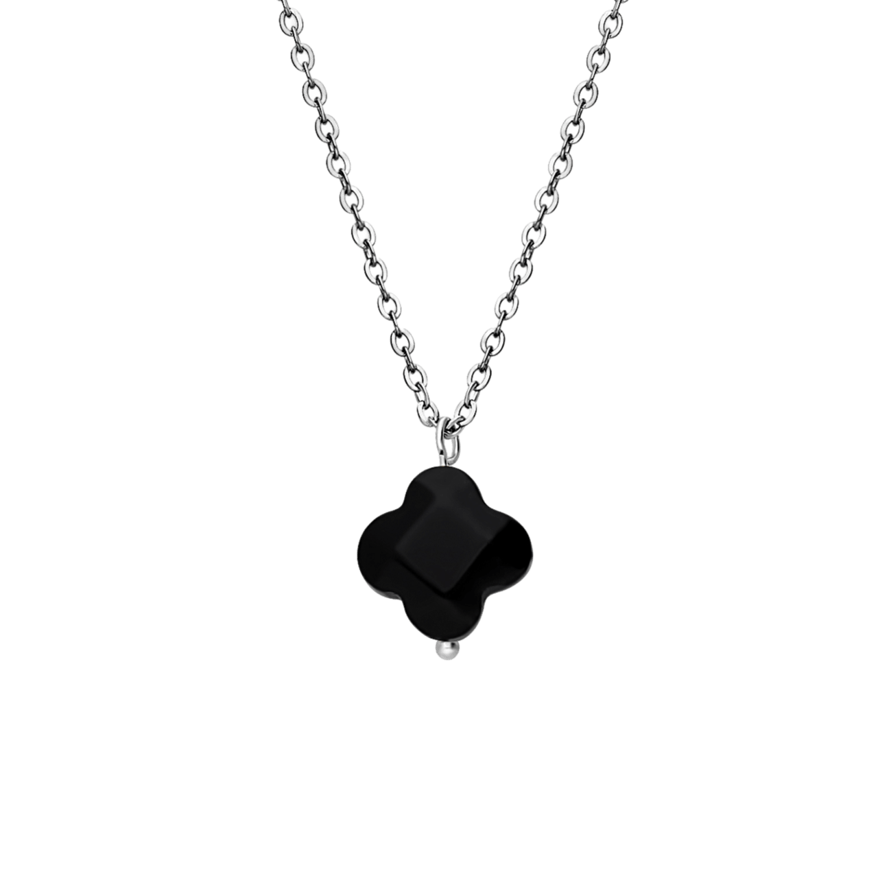 Stalen ketting met zwarte agaat