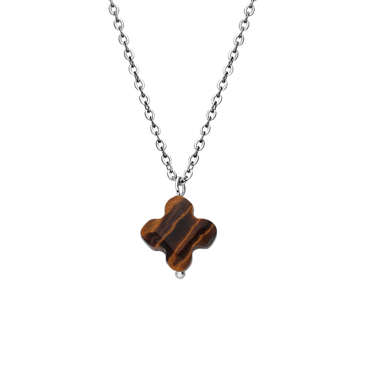 Halskette aus Edelstahl mit Tigeraugen-Anhänger