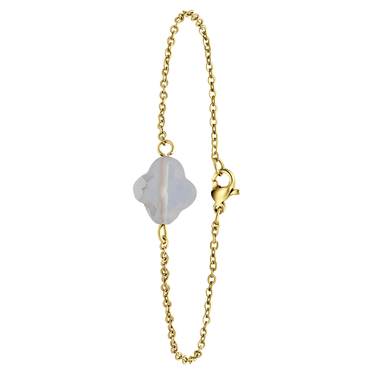 Stalen goldplated armband met maansteen