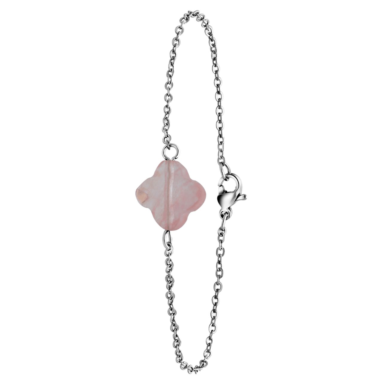 Stalen armband met rhodoniet