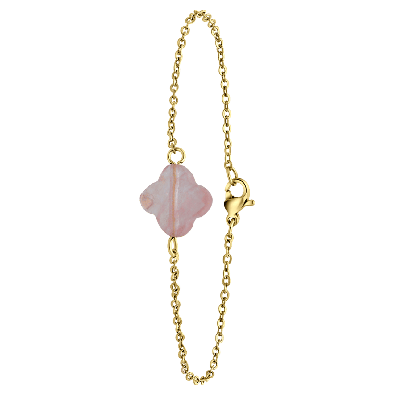 Stalen goldplated armband met rhodoniet