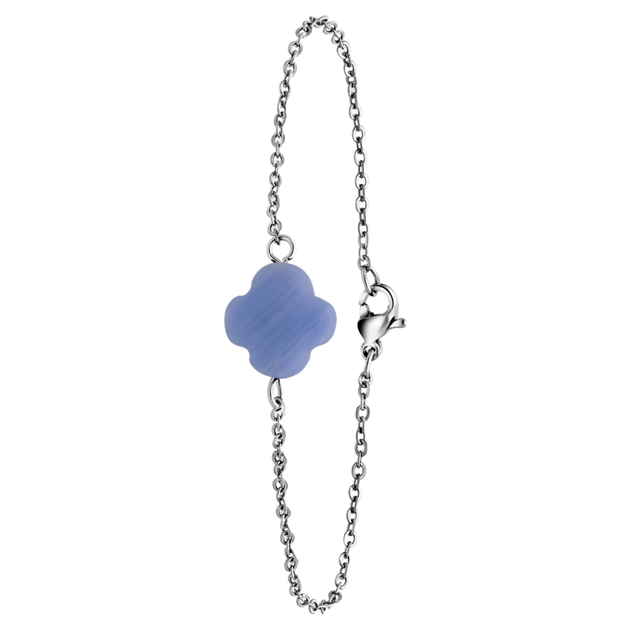 Stalen armband met blauwe lace agaat