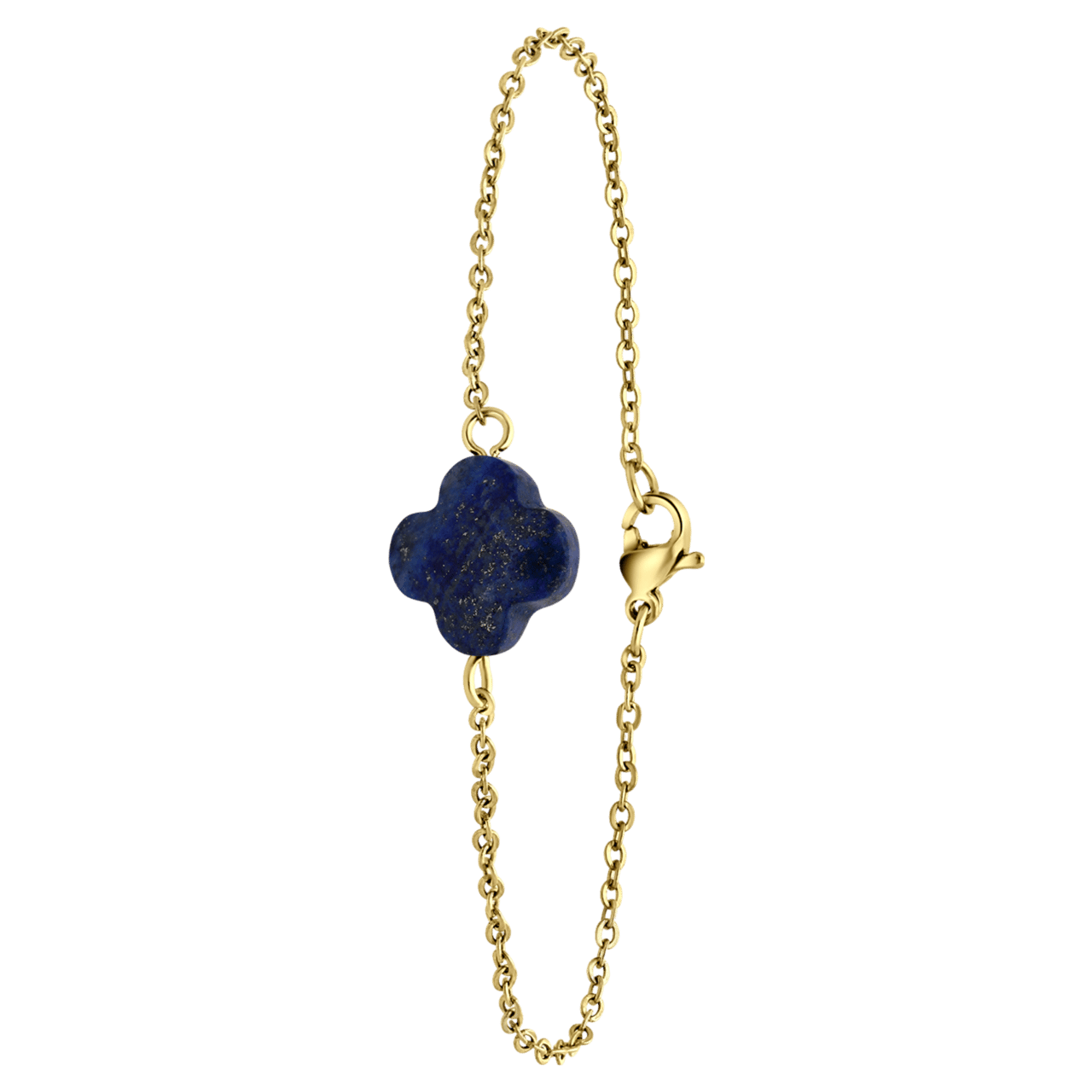 Stalen goldplated armband met lapis lazuli