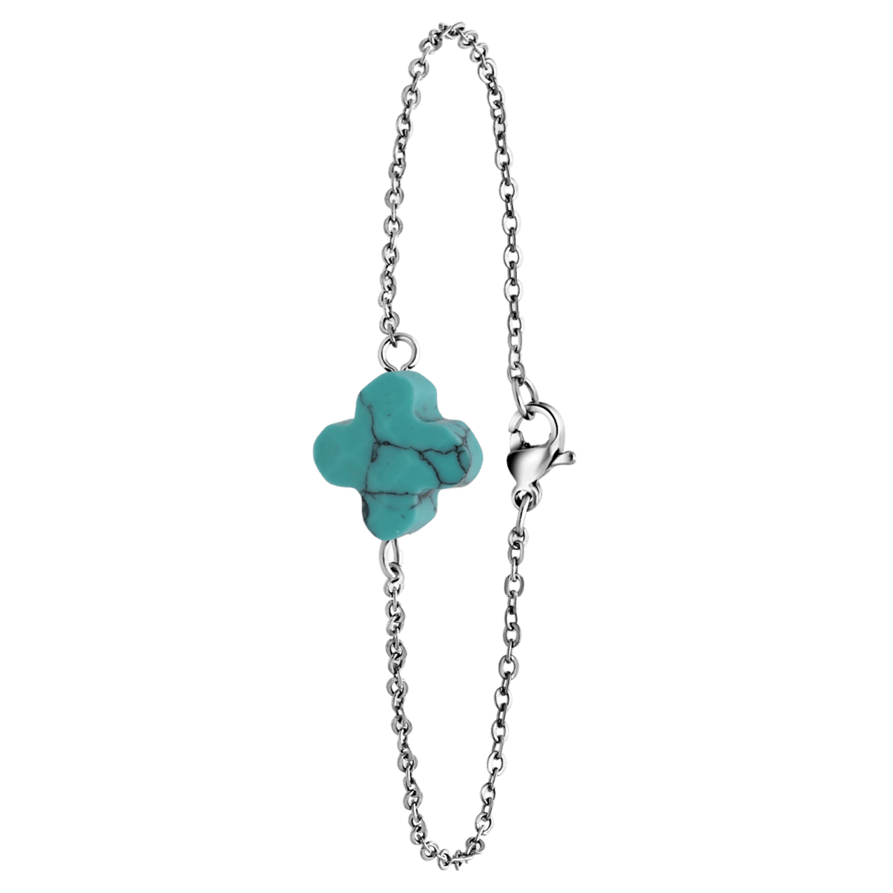 Stainless steel armband met turquoise