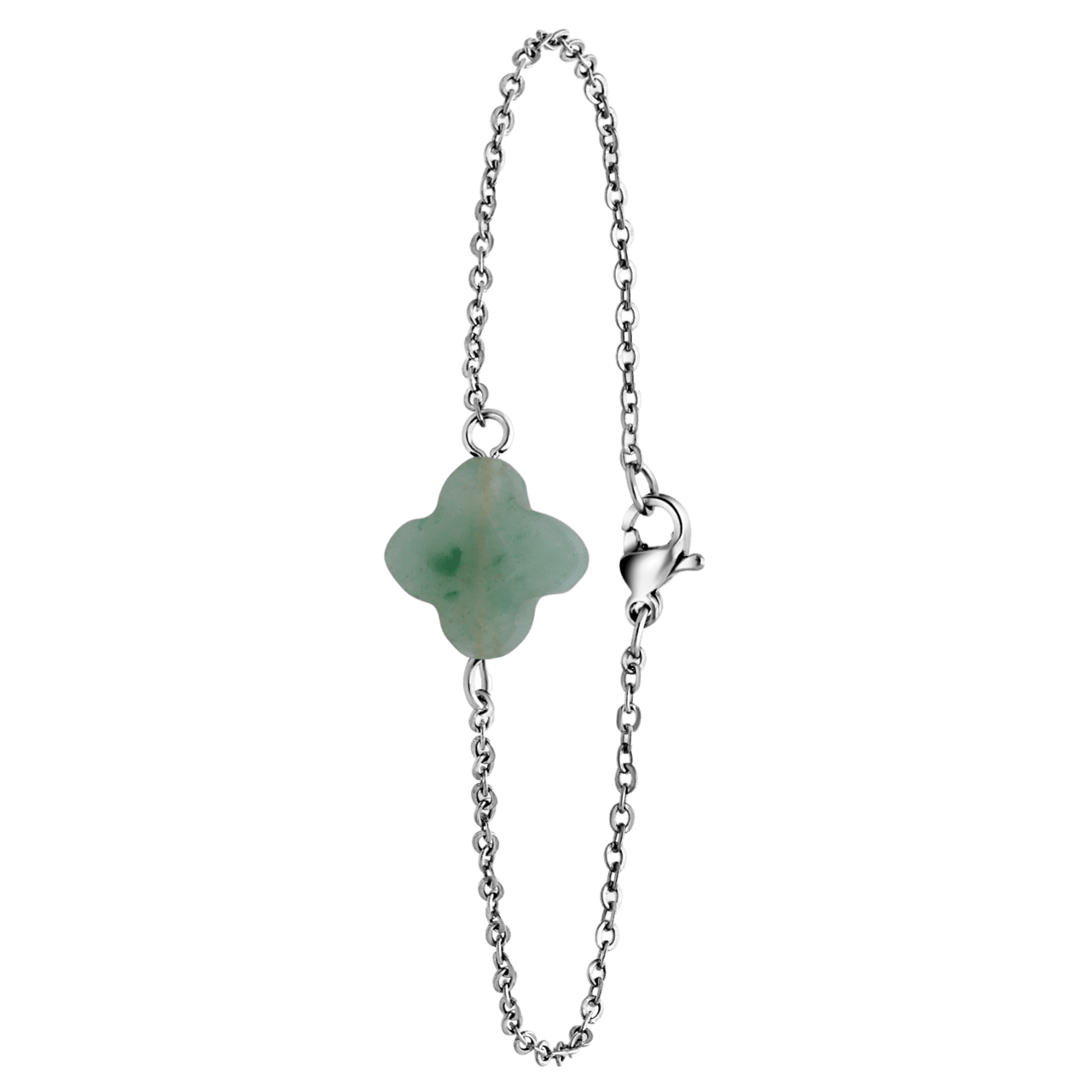 Stainless steel armband met groene aventurijn