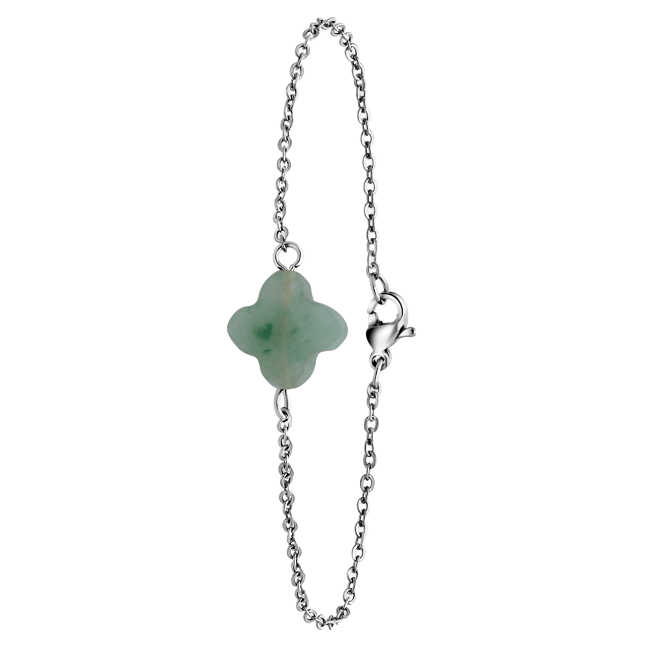 Stalen armband met groene aventurijn