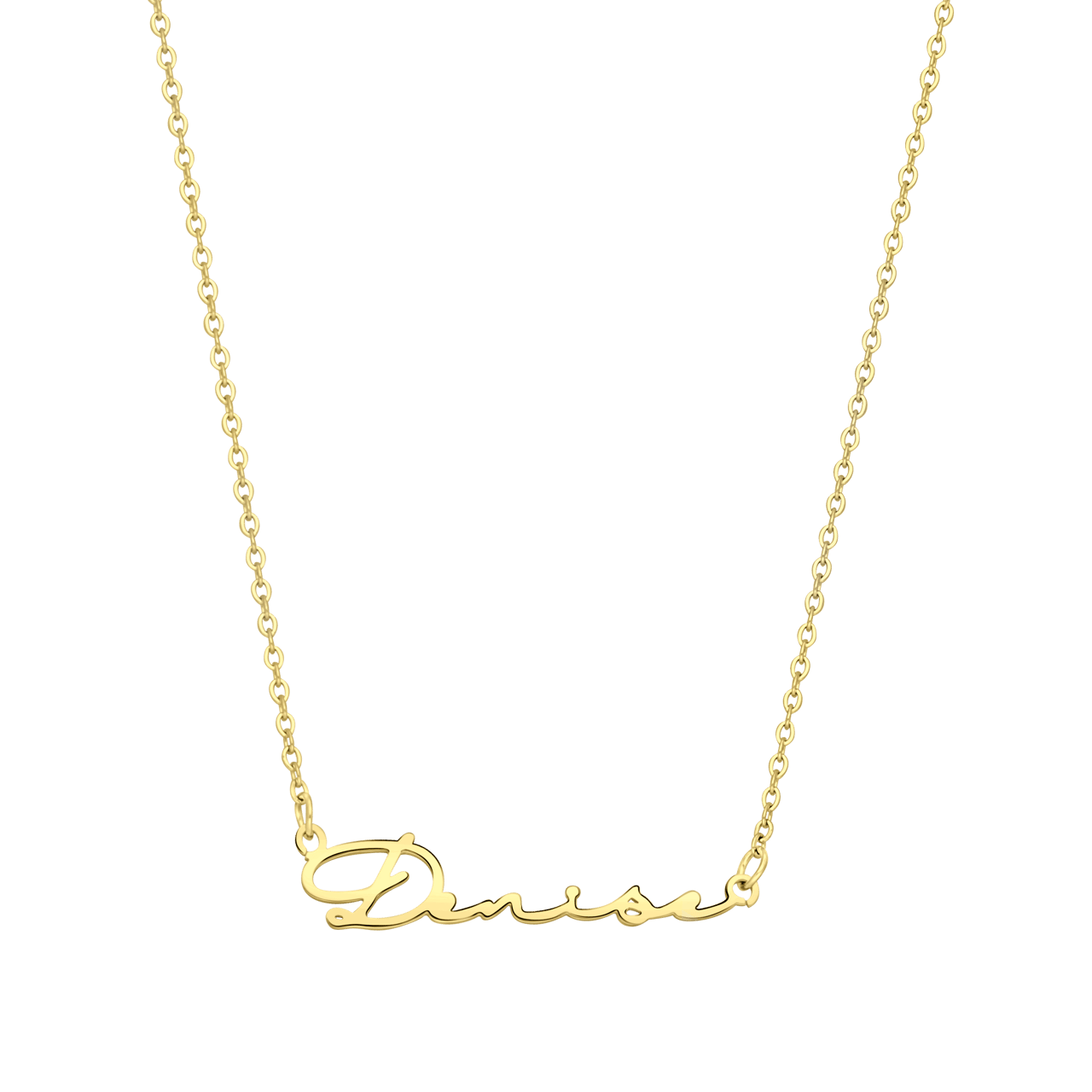 Stainless steel naamketting goldplated signature voor dames