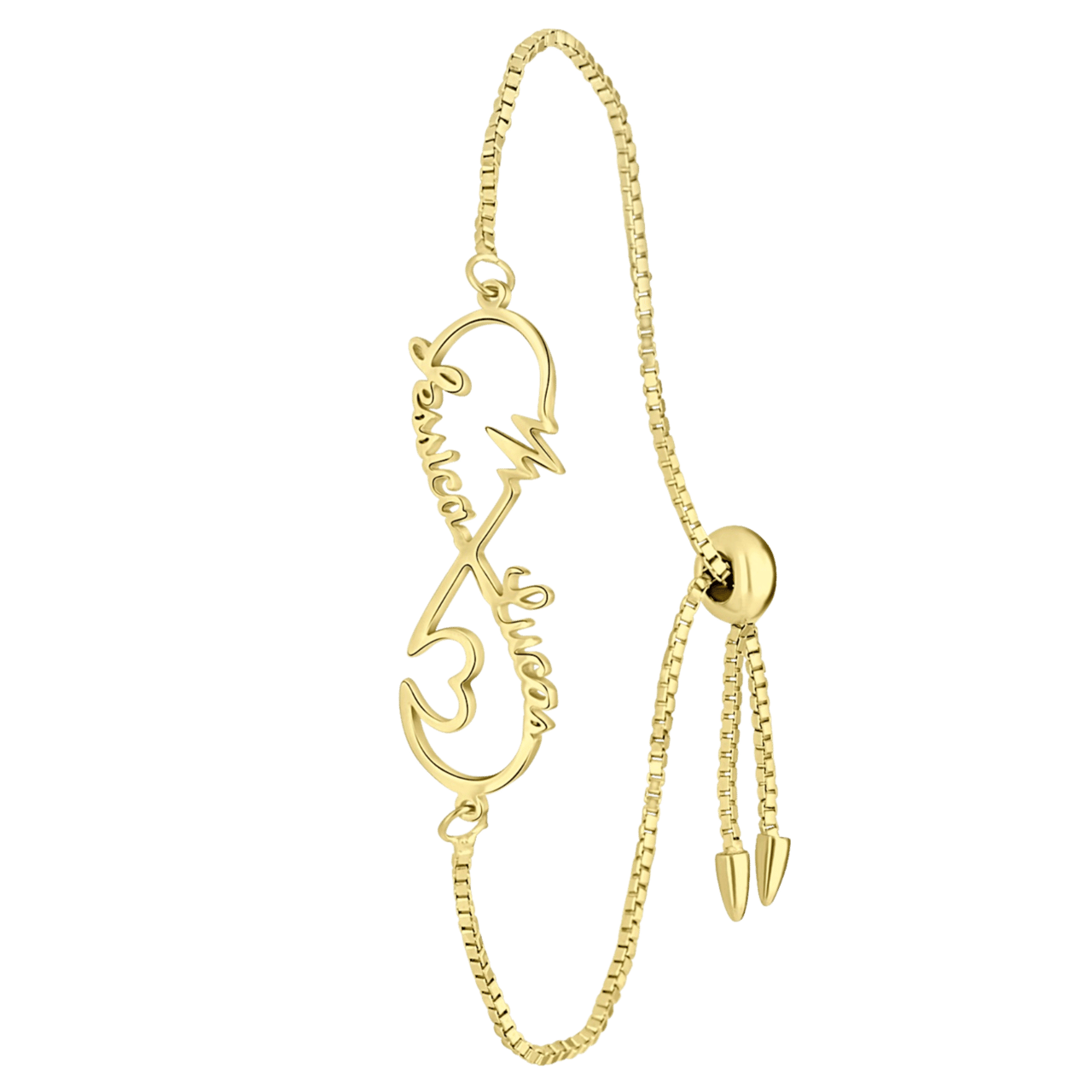 Stainless steel naamarmband gold infinity/heart/heartbeat