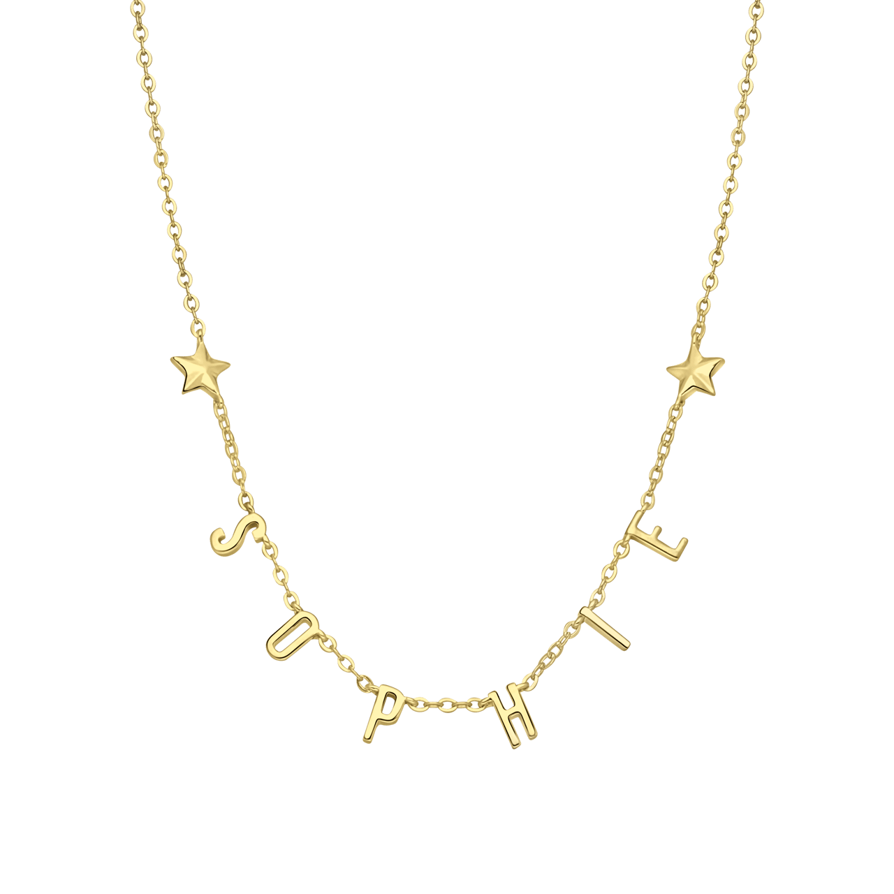 Zilveren goldplated naamketting met hanger ster voor dames