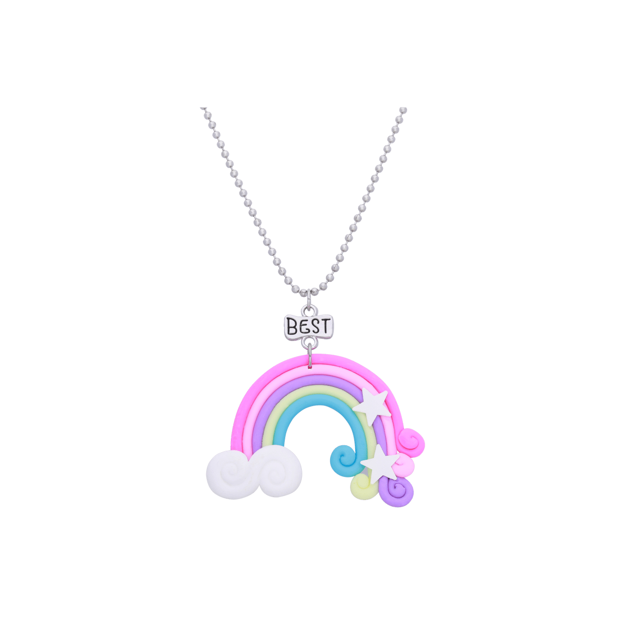 Silberfarbenes Bijoux-Set mit Regenbogen