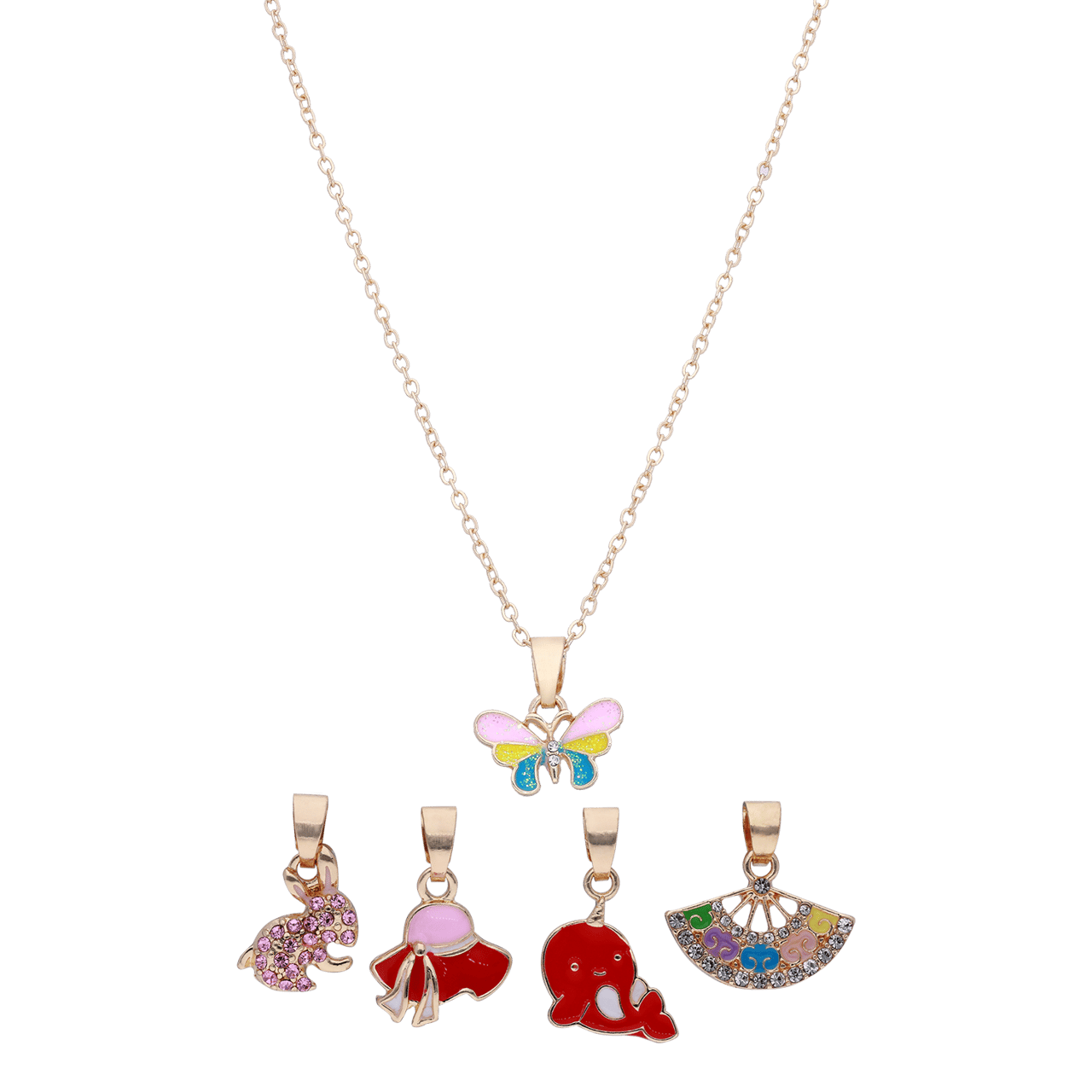 Goldfarbenes Bijoux-Set mit Hut
