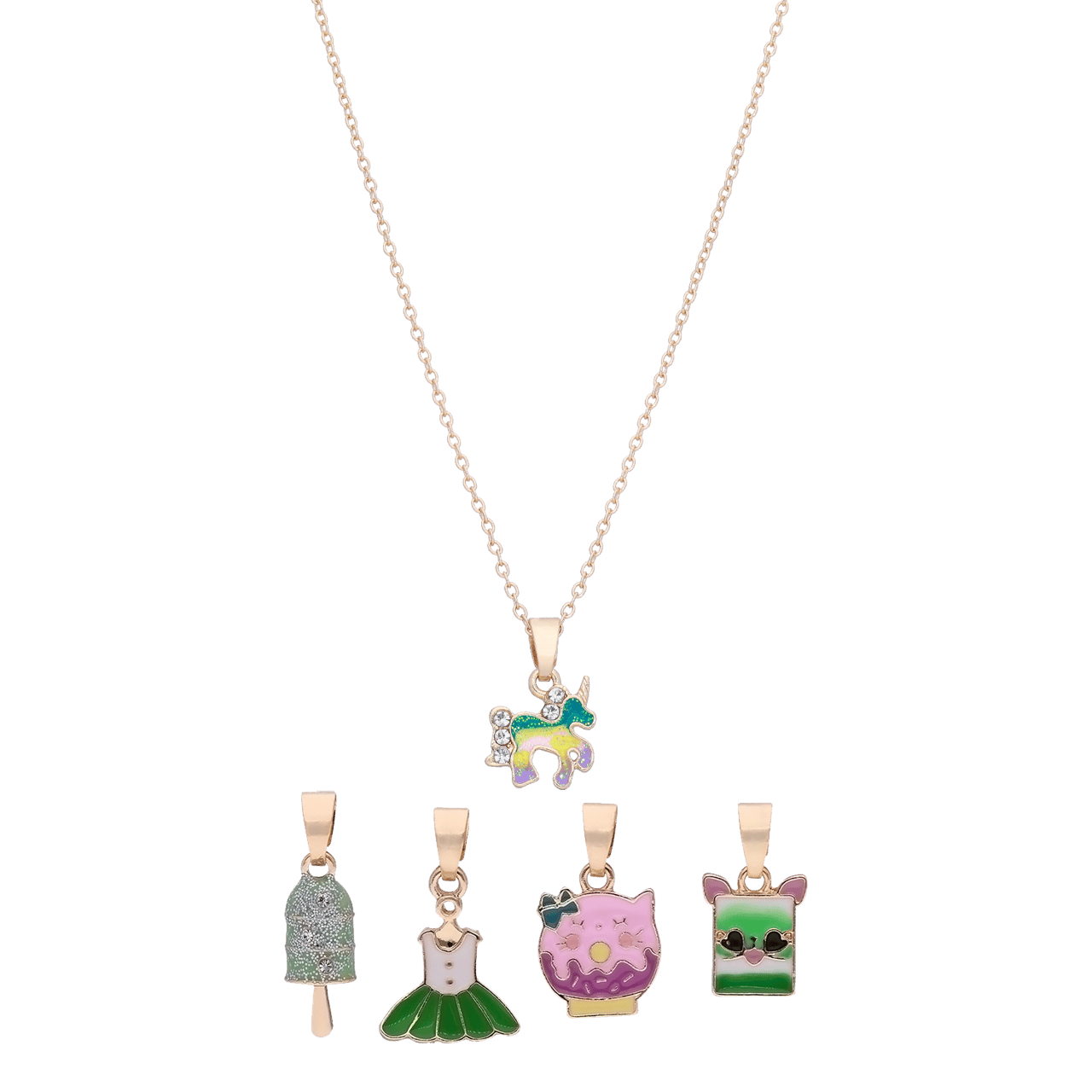 Goldfarbenes Bijoux-Set grün