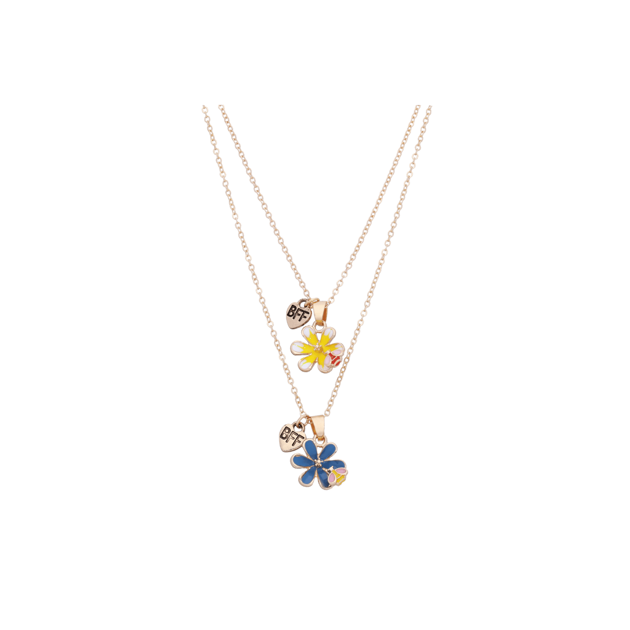Goudkleurige bijoux bff set met bloemen