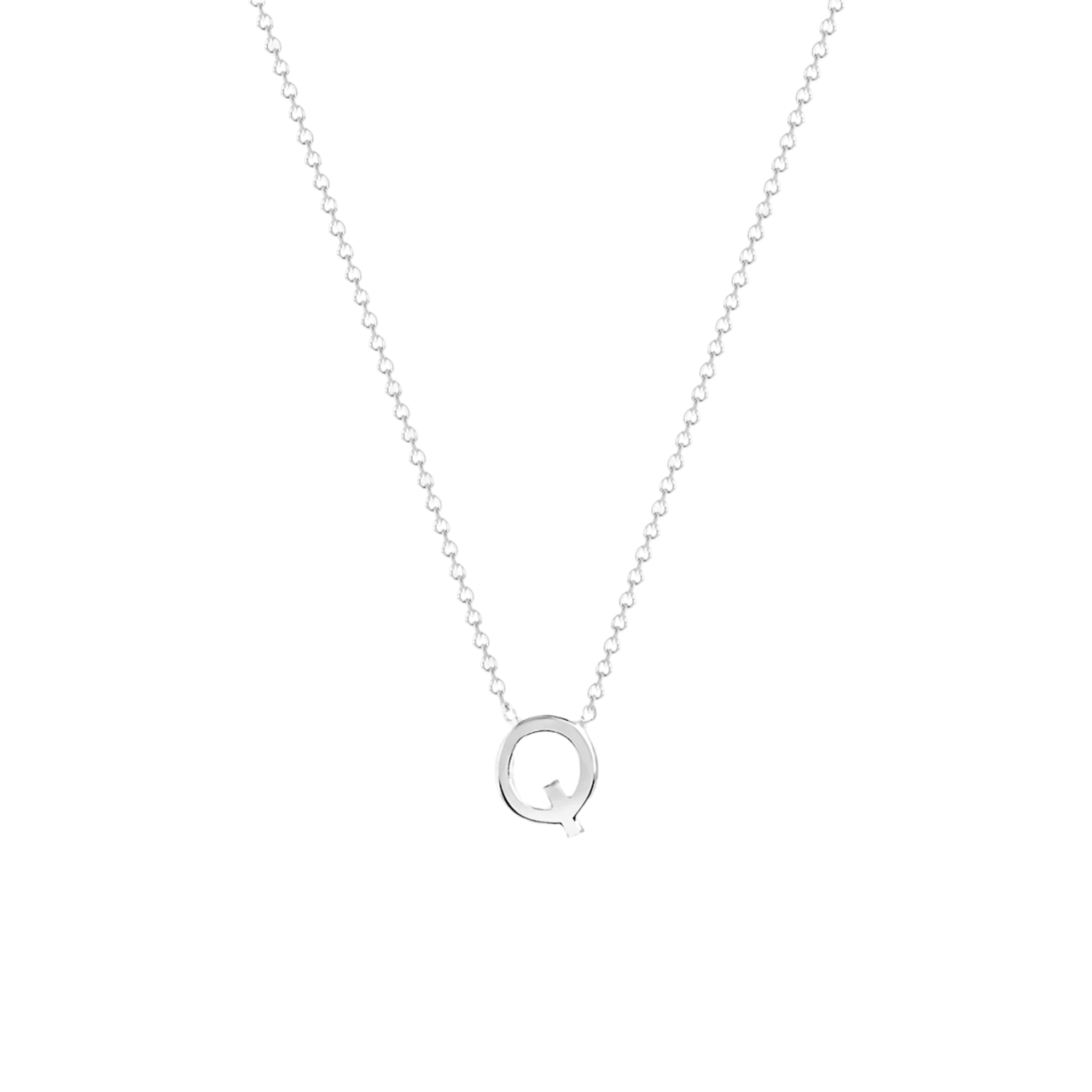 9 karaat witte ketting met letter hanger