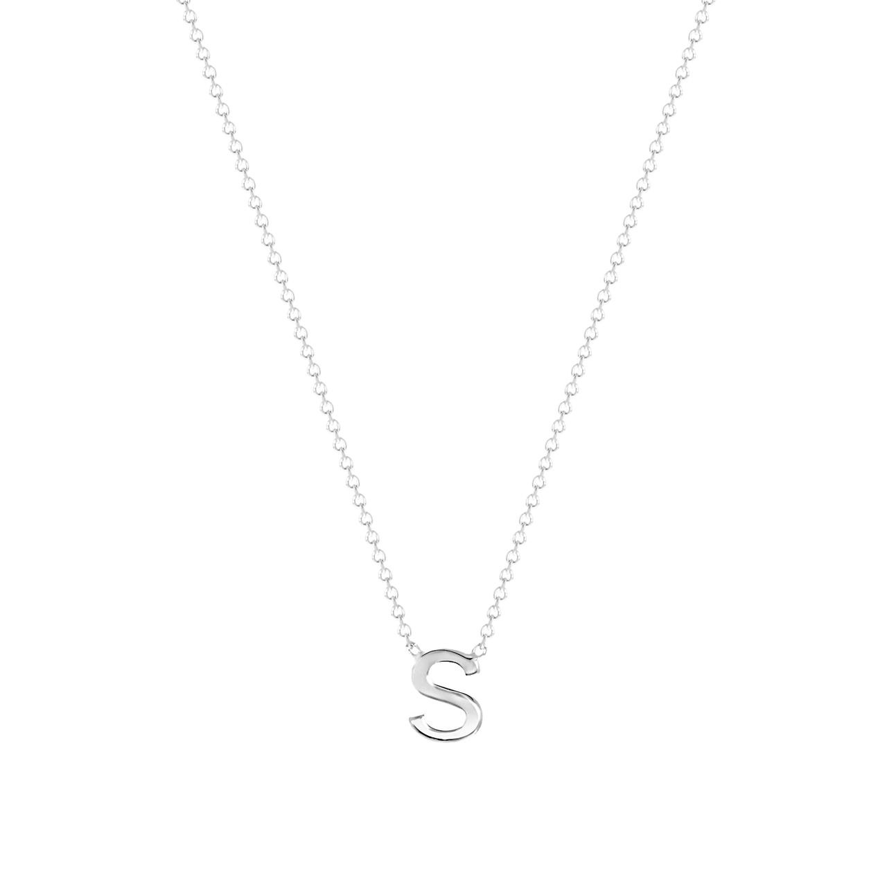 9 karaat witte ketting met letter hanger