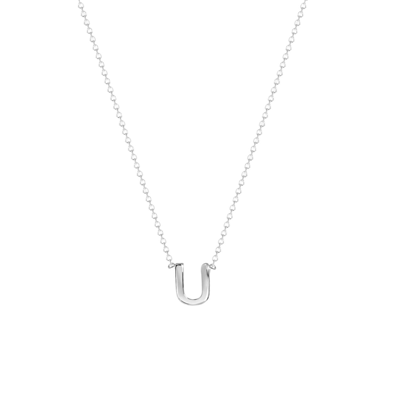 9 karaat witte ketting met letter hanger