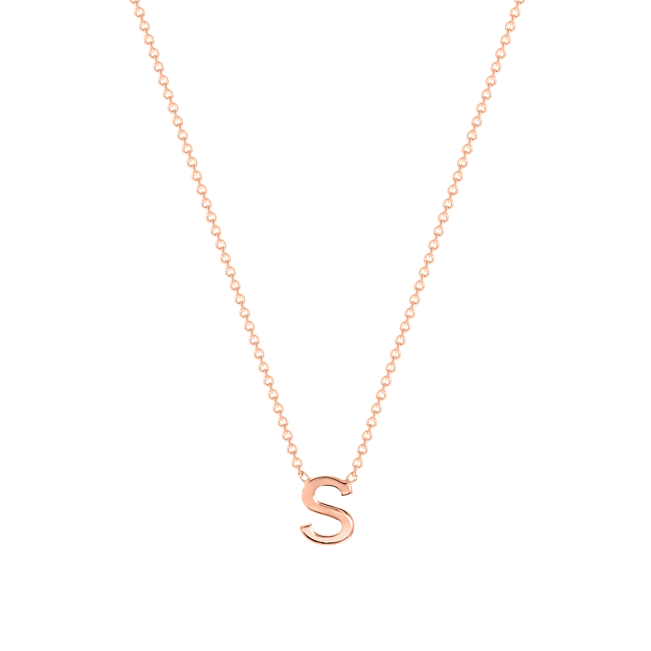 9 karaat rose ketting met letter hanger