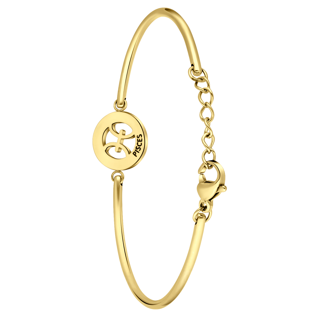 Stainless steel goldplated fantasiearmband met sterrenbeeld Vissen voor dames
