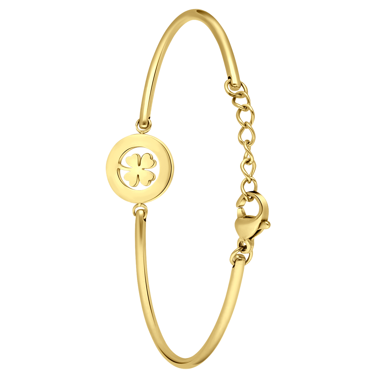 Stalen goldplated fantasiearmband met klaver voor dames